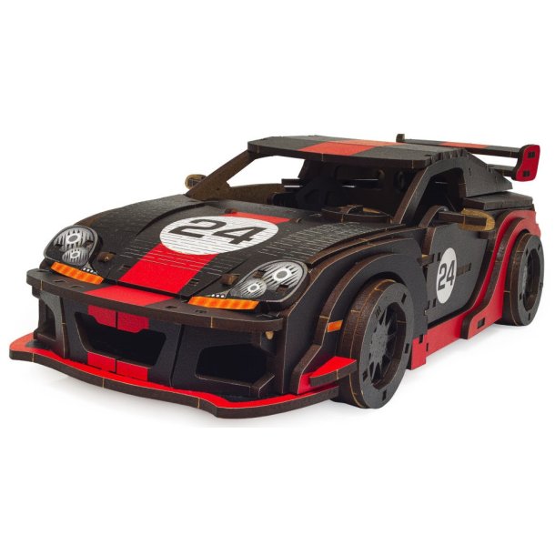 Mekanisk 3D byggest i tr, sort/rd Comet GTS sportsvogn
