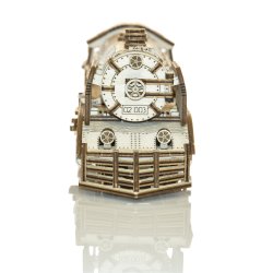 Mekanisk 3D byggest i tr, lokomotiv med skinner