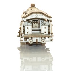 Mekanisk 3D byggest i tr, lokomotiv med skinner